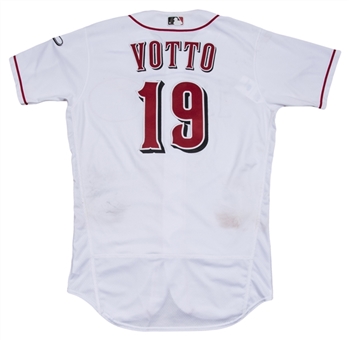 2017 Joey Votto Game Used Cincinnati Reds Home Jersey Used For 3 Games & Career Home Runs #249 & #251 (MLB Authenticated)
